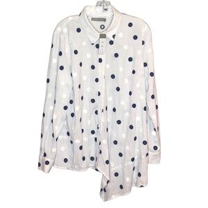 209wst38 Asymmetrical Hem, 100% Cotton button Down, Size M,‎ NWT